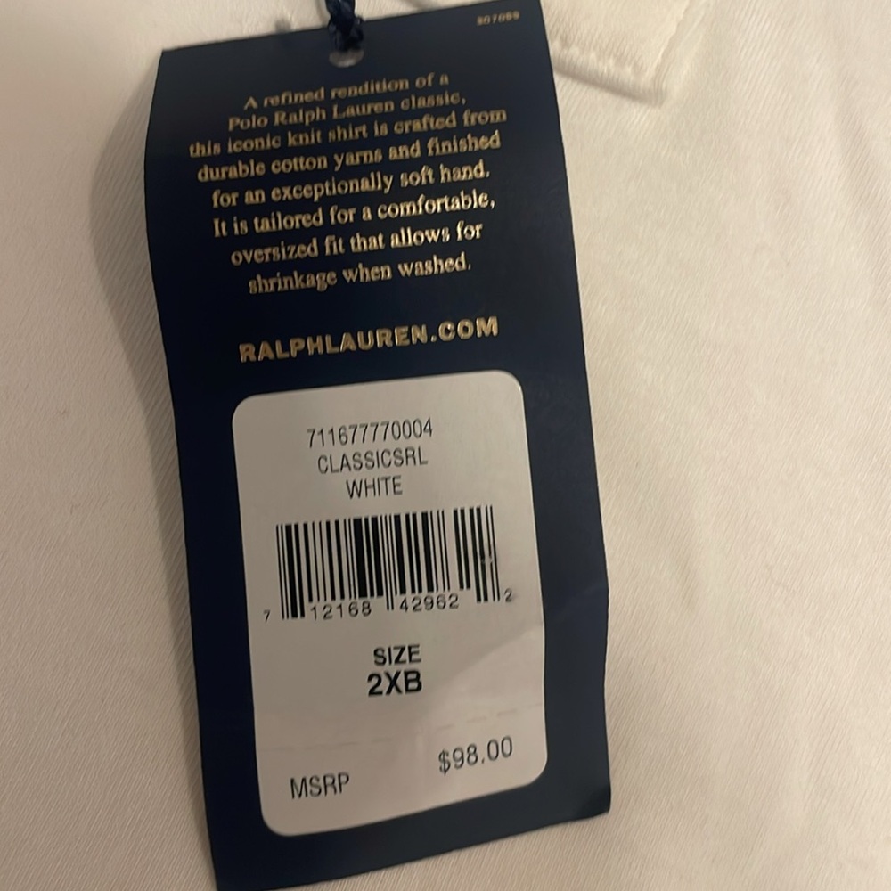 Polo by Ralph Lauren White Polo Shirt with Embroidered Logo 2XB (e) - Picture 5 of 9